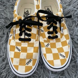 Yellow plaid print vans